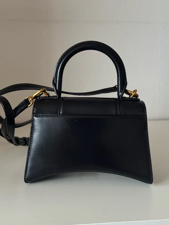 Balenciaga Black Top Handle Hourglass Satchel with Gold 'B' - Picture 4 of 8